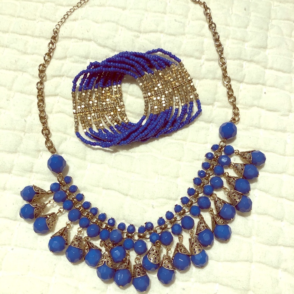 Cobalt blue necklace and bracelet